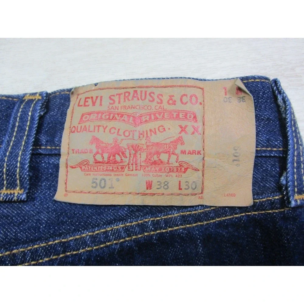 Vintage Levi's 501 WPL 423 Button Fly Blue Dark Wash Jeans Men's Size W38‎ L30